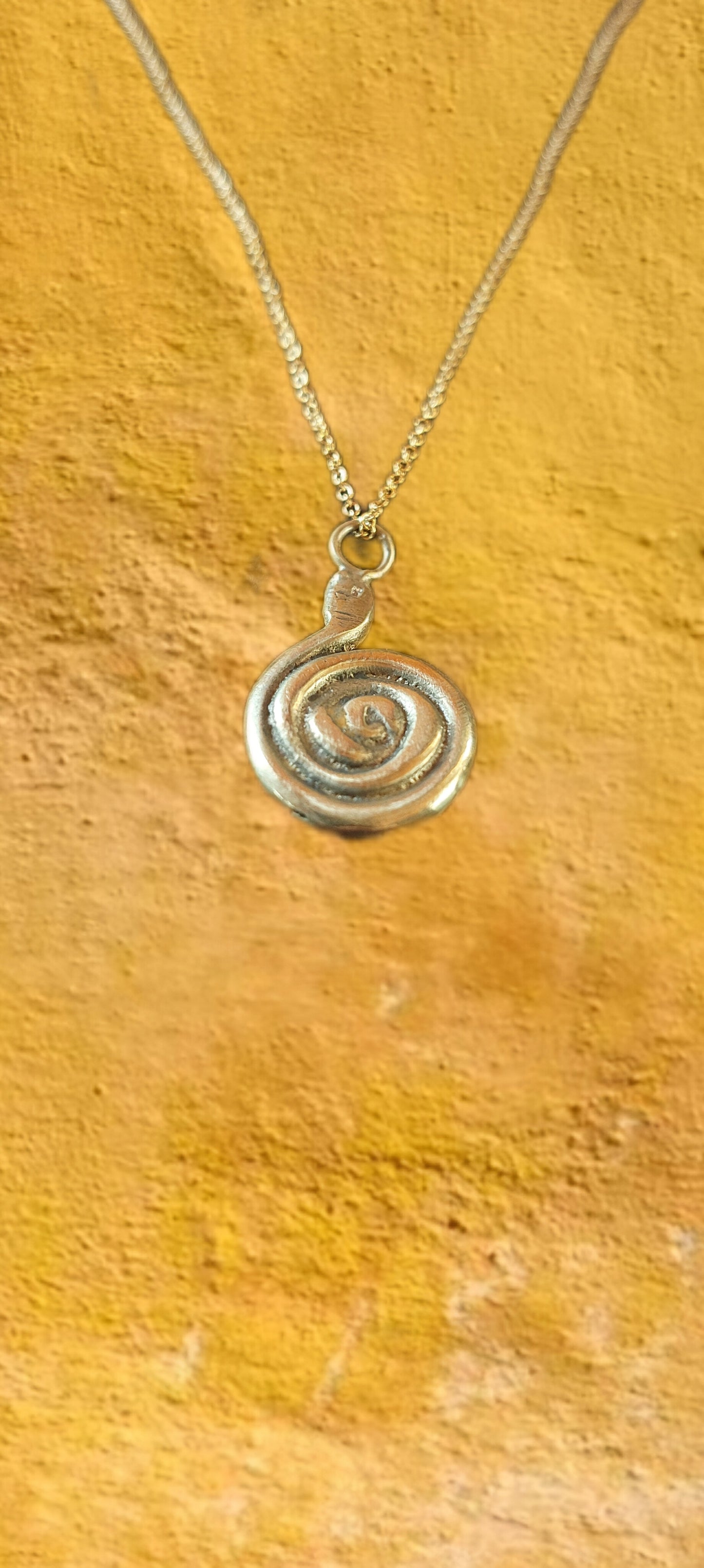 Brass Sand Casted Spiral Necklace