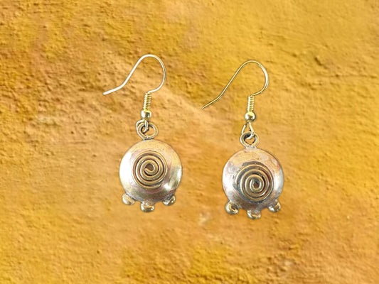 Brass Lentil Earrings with Spiral