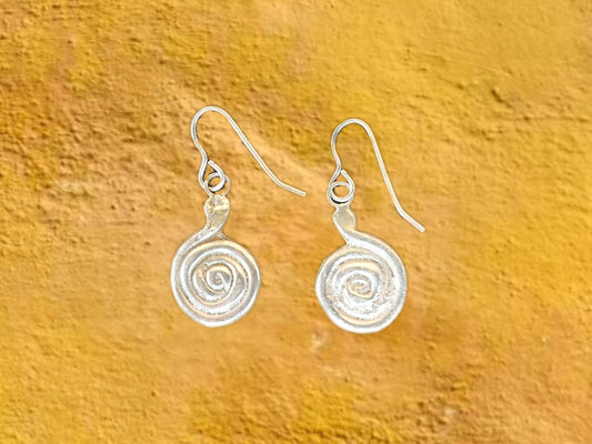 Sterling Silver Sand Casted Spiral Earrings