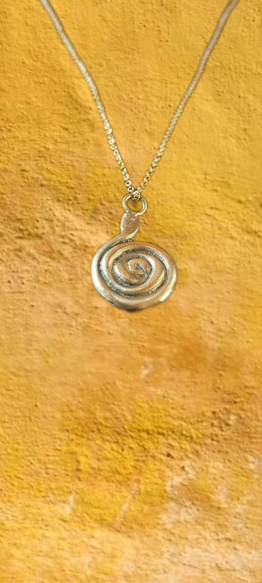 Brass Sand Casted Spiral Necklace