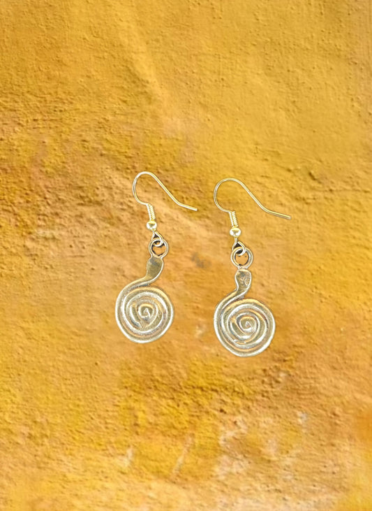 Brass Sand Casted Spiral Earrings