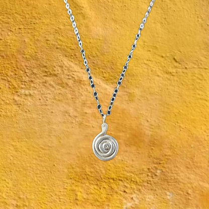 Sterling Silver Sand Casted Spiral Necklace